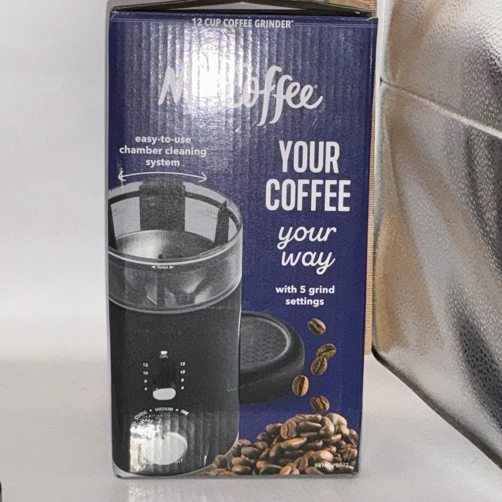 Mr. Coffee BVMC-PBG77 12 Cup Multi-Grind Blade Grinder Auto Shut-Off Black